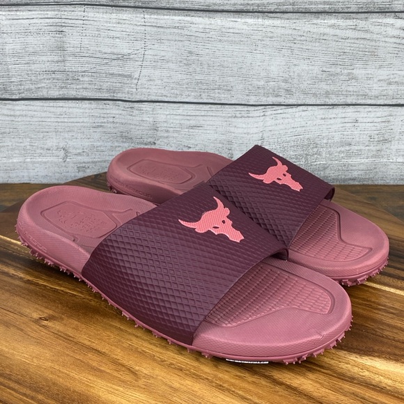 NEW Under Armour Project Rock 2.0 Maroon Slide Sandal Fat Tire Men’s Size 11 - Picture 3 of 12